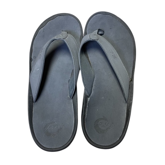 Olukai Ohana Flip Flops Thong Sandals Men's 16 Gray Black Shoes - Picture 3 of 10